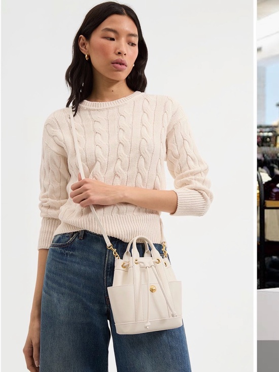 Veronica Beard Handbags - Veronica Beard “Mini Goody Bag” White Leather Drawstring Crossbody Bucket Bag.